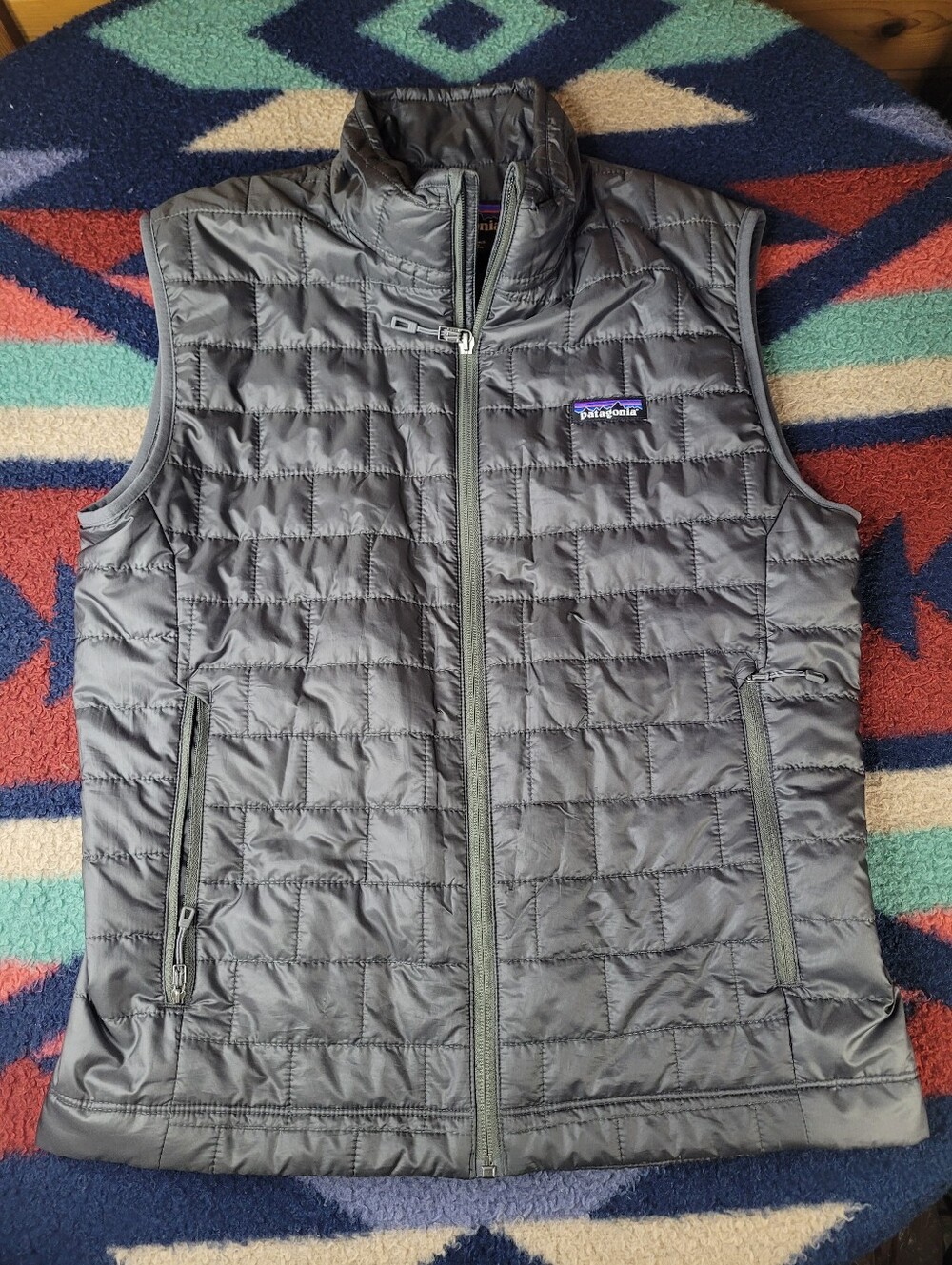Patagonia Nano Puff Vest Mens Small Gray Full Zip Primaloft Polyester